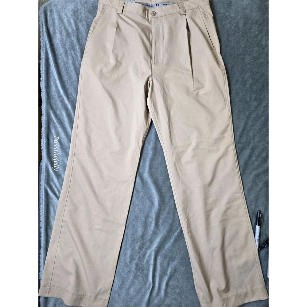 Under Armour Pants Mens 34 x‎ 32 Khaki University of Utah Performance Golf Chino